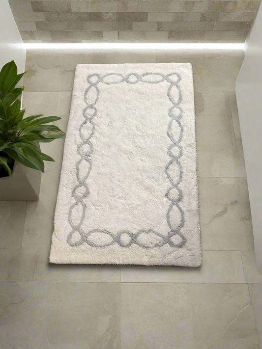 Abyss Habidecor Bath Rug Color White and Gray Medium Size
