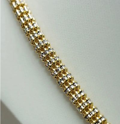 Solid Gold Ice Chain in 14K white and yellow gold, 24 inches, unisex.