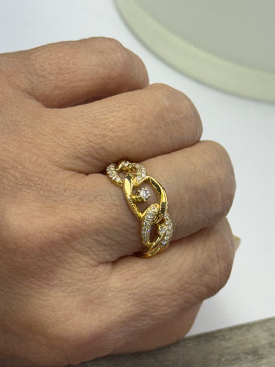 14K Diamond Link Ring Size 7