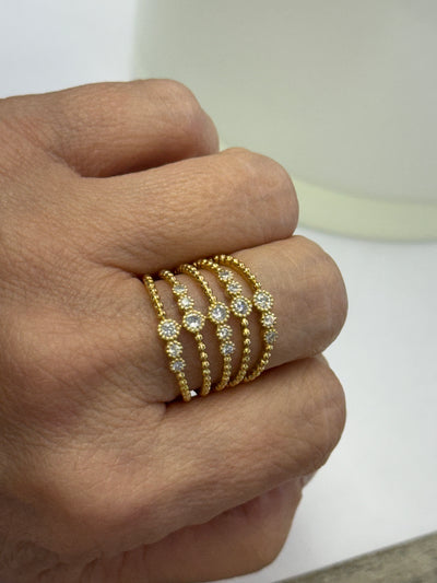 18K Multicolor Layer Diamond Ring Size 7